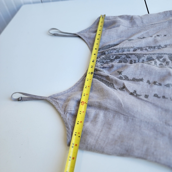 Eileen Fisher Women's Embroidered Organic Linen Slip Dress Tan Beachy Coastal L - Picture 8 of 13